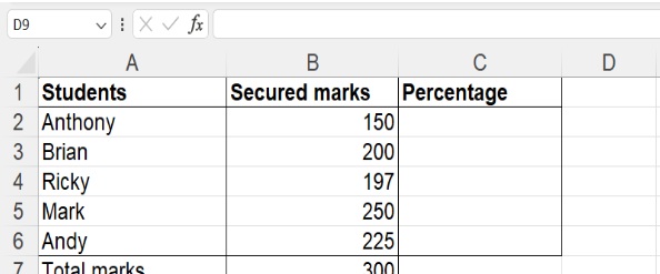excel data